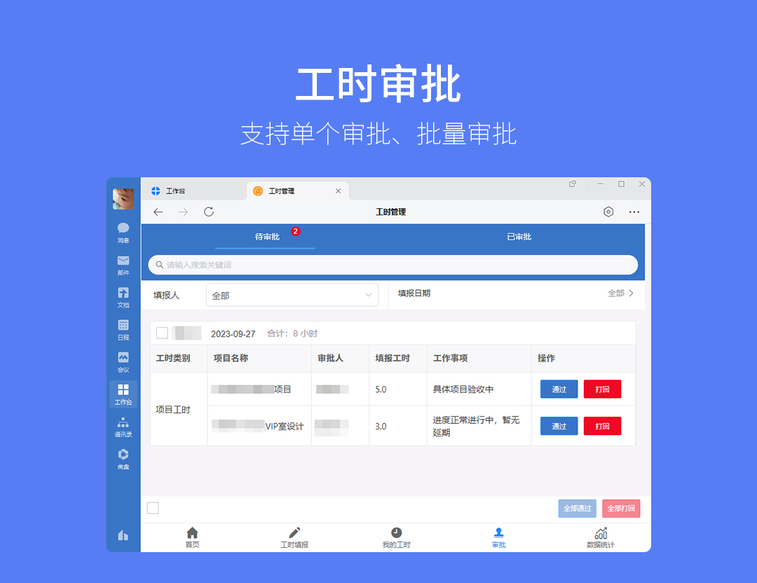 工时管理数据分析界面